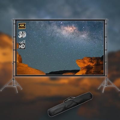 Projectiescherm Met Standaard - Draagbaar Scherm - Buitenfilms Kijken - Inclusief Draagtas - 165 Inch - Wit