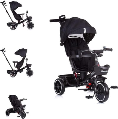 Driewieler 4-in-1 - Kinderdriewieler Loopfiets - Kind Vermaak - Draaibare Zitting - 90 x 50 x 93 cm - Donkergrijs