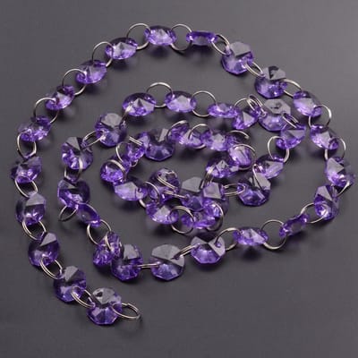 1m Acryl Kristal Achtkant Kralen Strengen Bruiloft Kerstfeest Hangende Decoratie Purple black