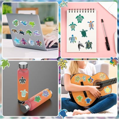 100 stuks zeeschildpadstickers - kleurrijke oceaanstickers voor waterflessen, laptop, skateboard - zomerse decoraties vast te plakken