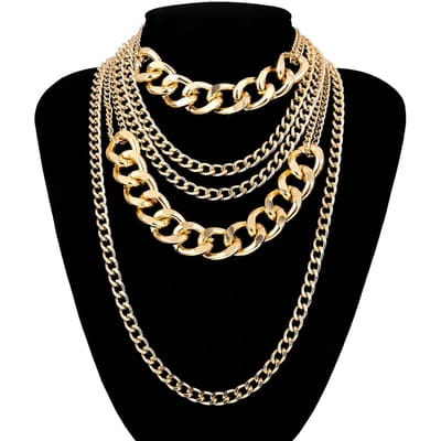 Meerlaagse Dikke Gouden Kleur Ketting Choker Ketting Goth Hiphop Rock Halloween Grunge Emo Boho Kettingen Voor Vrouwen Mannen Sieraden