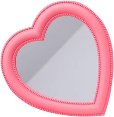 Make-up spiegel - Cosmetische spiegel - Dagelijkse verzorging - Hartvormig design - 28 x 27 cm - Roze