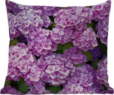 Tuinkussen - Bloemen - Hortensia - Struik - Roze - Bloemblaadjes - 40x40 cm - Weerbestendig