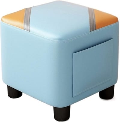 Voetenbankje Ottomaanse Kruk - Poef Hocker - Voeten Rusten - Zijvak voor Opbergruimte - 30x30x28 cm - Hemelsblauw