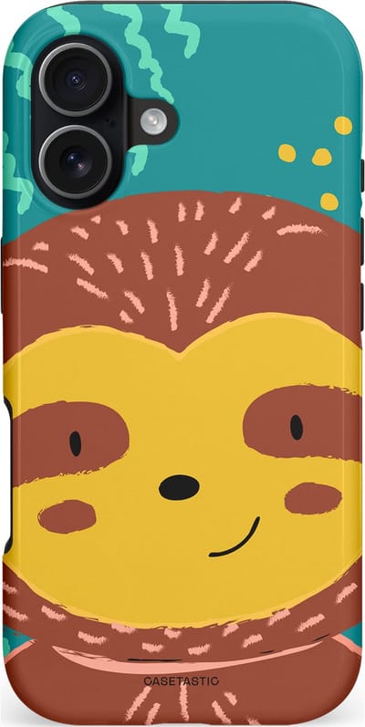 Casetastic hoesje geschikt voor Apple iPhone 17 - MagSafe - Dubbellaagse bescherming - Vrolijke luiaard - Fashion Case - Terracotta Petrol Goud