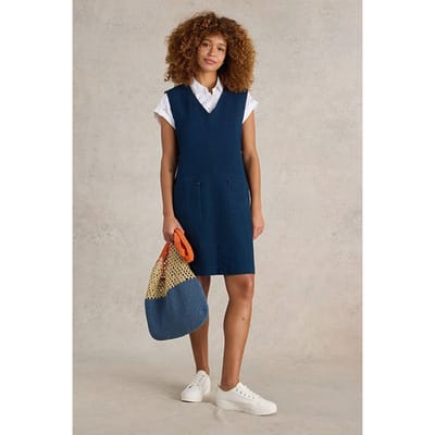 White Stuff Maple Denim Jersey Pinny Mid Denim Size: 14 | Mini Dresses Outlet | Dames | Blauw