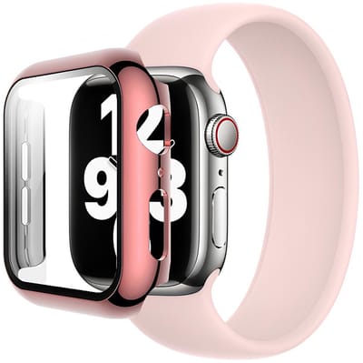 Eko, Hoesje geschikt voor Apple Watch 41mm - Full-body Bescherming met Tempered Glass, Roze