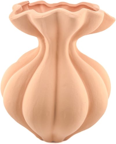 HomeBound by KY | Aardewerk vaas organic sandstone | 21x21x26cm | bloemenvaas keramiek organisch oranje