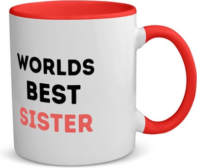 Akyol - worlds best sister koffiemok - theemok - rood - Zus - de beste zus - verjaardagscadeau - verjaardag - cadeau - cadeautje voor zus - zus artikelen - kado - geschenk - gift - 350 ML inhoud