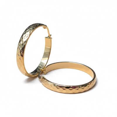Aramat Jewels | Oorringen | Goudkleurige RVS Hoepeloorbellen met Geruit Motief - 35 mm | 35mm | |5mm | Staal | Volwassenen | Verkleurd niet