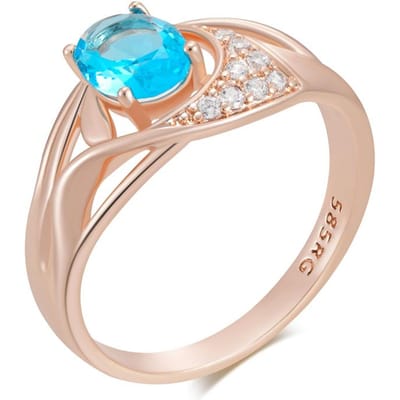 Bague de Mariage Nuptiale Couleur Or Rose Goutte Pour Femmes Coupe Éblouissante Zircon Naturel Bleu Accessoires Bijoux de Mariage 10 beige