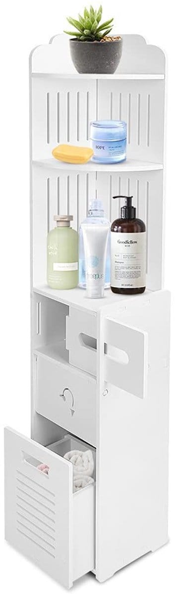 Dailygoody - Opbergkast - Multifunctionele opbergplank - Eenvoudig uiterlijk - Wit - Badkamerkast - Ideaal voor badkamer en keuken - 120 cm