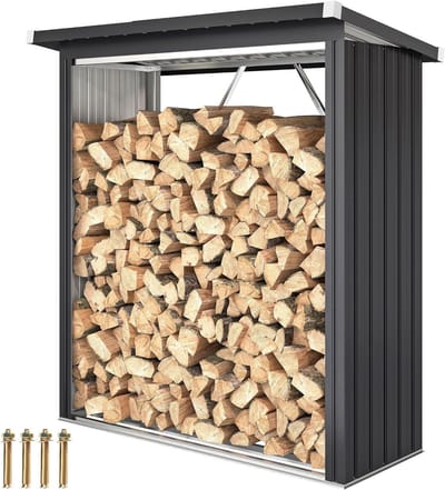 Houtopslag - Buitenhaard accessoires - Droog hout bewaren - Verhoogde bodem - 150 x 66.5 cm - Donkergrijs