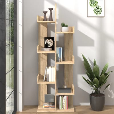 vidaXL - Boekenkast - 48x25,5x140 - cm - bewerkt - hout - sonoma - eikenkleurig