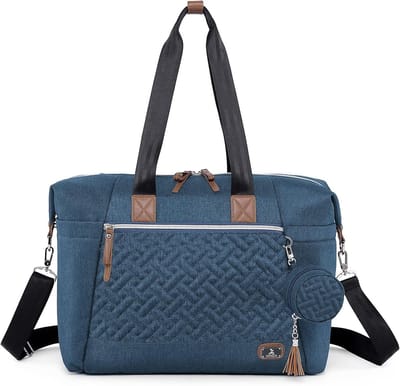 Famanu - Luiertas met fopspeentas en aankleedkussen, grote reisluiertas voor mama en papa, multifunctionele babytas voor jongens en meisjes, marineblauw