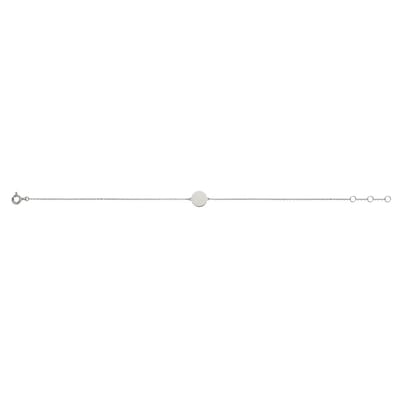 New Bling 9NBG-0446 Witgouden Armbandje met vaste hanger - Rondje - 5mm - Ankerschakel - 0,8mm Dikte - 16,5+1+1cm - 14 Karaat - Witgoud
