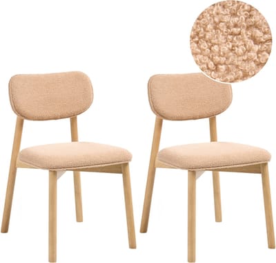 MILLS - Eetkamerstoel set van 2 - Lichtbruin/Beige - Rubberhout