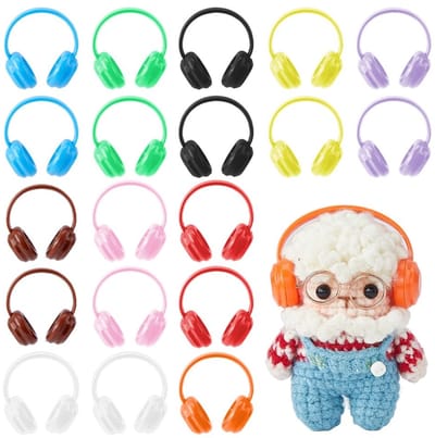Dailygoods- Poppenhuis Hoofdtelefoon 20 Stuks - Miniatuur Headset - 10 Kleuren - DIY Decoratie - Leuke Accessoires - Afmeting 41,5 mm
