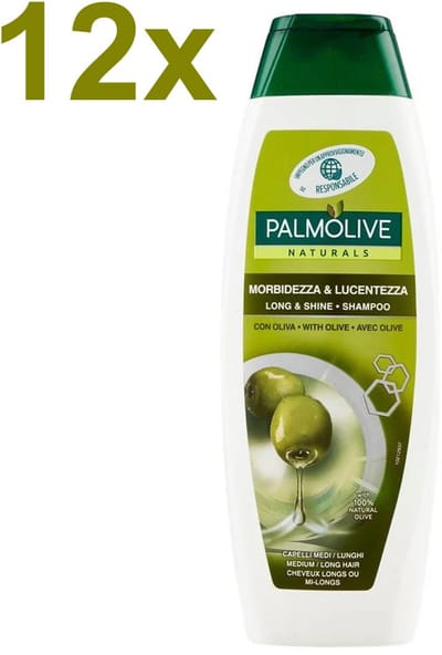 Palmolive Shampoo Long and Shine Olive Oil - 12 x 350 ml - Voordeelverpakking