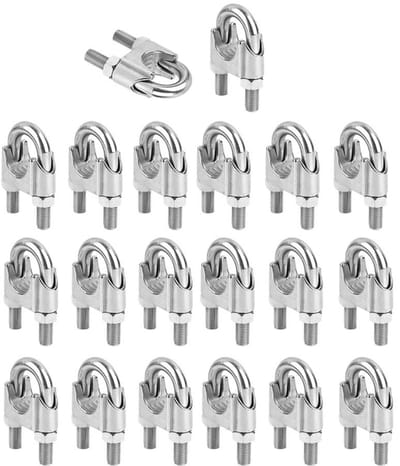 20 Stuks Kabelclips van RVS voor het Bevestigen van Stalen Kabels, Organiseren van Kabels en Kabelbeheer