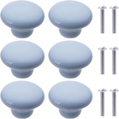 Meubelknoppen - Keramische Handgrepen Ronde Knoppen - 6 Stuks - 32x32x24 mm Glad Oppervlak - Voor Kinderkamer Keuken Kast - Lichtblauw
