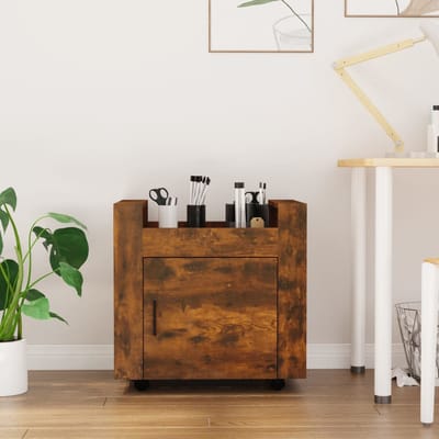 vidaXL - Bureaukastje - 60x45x60 - cm - bewerkt - hout - gerookt - eikenkleurig