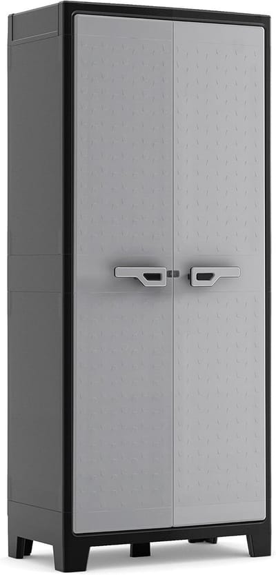 Titanium kunststof kast, hoog 80 x 44 x 182 cm, incl. 4 legplanken met elk 30 kg draagkracht, voor binnen en buiten