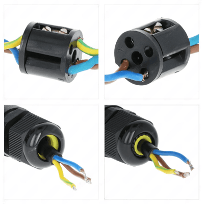 5x HOFTRONIC Kabelverbinder - IP68 - Waterdicht - Voor waterdichte kabelverbinding - aderdikte 0.5 - 2.5 mm² - Kabeldikte 8 - 12 mm