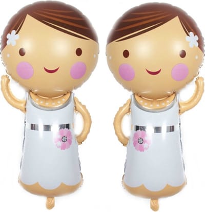 Winkrs Ballon Bruidspaar 80 cm - Vrouw & Vrouw - Grote ballonnen voor bruiloft of huwelijks jubileum - Bruid & Bruid