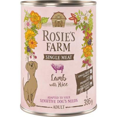 6x 395g Rosie's Farm Single Meat Adult Lam & Rijst nat hondenvoer