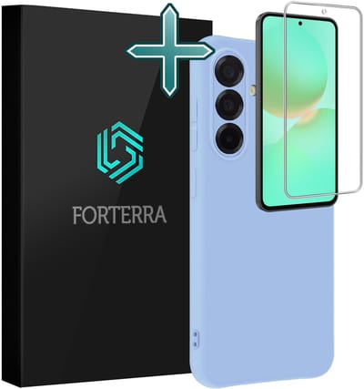 Hoesje Met Screenprotector - Geschikt voor Samsung Galaxy A36 - Sterk & Shockproof - Telefoon Hoes - Back Cover - Siliconen Case - Lichtblauw