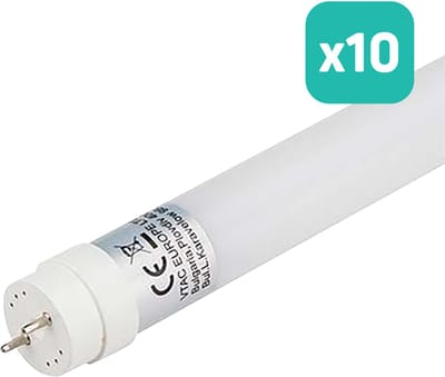 V-TAC VT-1277-N LED T8 Buis - IP20 - Wit - 18W - 1850 Lumen - 4000K - 120CM - 120CM - Set van 10