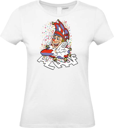 Dames t-shirt Alaaf | Carnavalskleding dames | Carnaval Kostuum | Foute Party | Wit Dames | maat XS