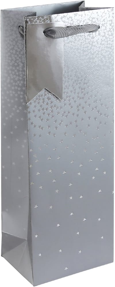 Clairefontaine Kerstfles cadeauzak 'Sterrenregen zilver