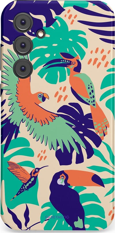 Casetastic Hoesje Geschikt voor Samsung A35 - Stijlvolle Beschermende Duo-layer Case - Tropische Vogels