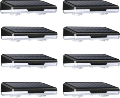 8-Pack Solar Fence Deck Lights - IP65 Waterproof - Solar Powered - 8 Colors RGB - Outdoor Garden Lighting
