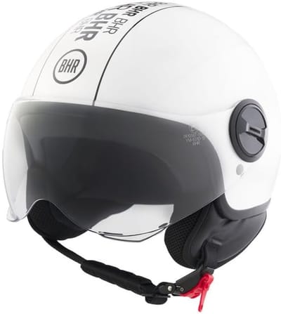 BHR 835 - Vespa helm - wit stripe - maat S - witte jethelm - voor motor en scooter