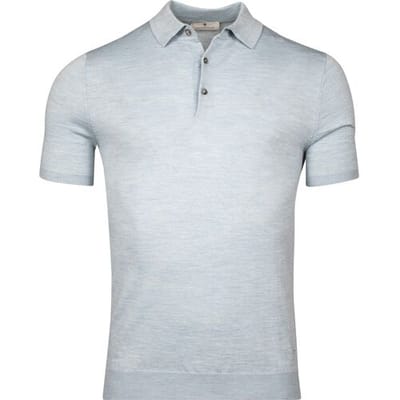 Thomas Maine Polo Uni Color Fine Merino Single Knit Licht Blauw / male