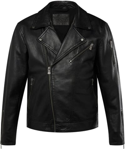JP 1880 - Heren - Bikerjack leer het fijnste lamsnappa - Zwart - Maat 3XL