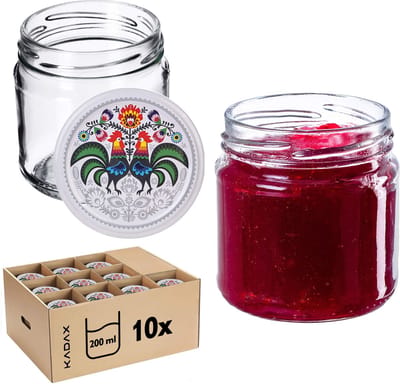 Lerma Weckpotten 200ml 10st 66mm + Deksels "Folklore met een Haan"