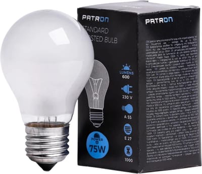 Patron E27 Gloeilamp | 75W 2700K 600Lm Mat | Dimbaar