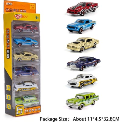 1:64 Mini Schaal Klassiek Auto Model Speelgoed Vooruit Glijden Legering Body Rubberen Banden Racewagens Modellen Speelgoed Jongens Verjaardagscadeaus