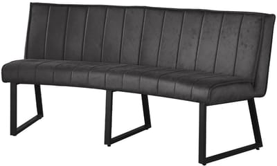 Eetkamerbank Menzo ovaal 180cm zwart microvezel ovale eetbank
