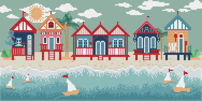 Diamond Painting Volwassenen - Ronde Steentjes - Volledig Pakket - Hobby - Diamond Dotz® - DD7.051 - Strandhuisjes 53 x 27cm