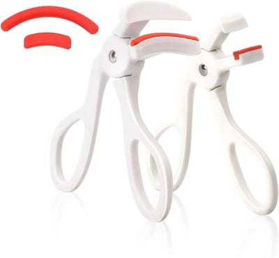Wimpertang set met groothoek en gedeeltelijke tang, 2 siliconen reservepads, comfortabele grip & 24-uurs wimperkruller