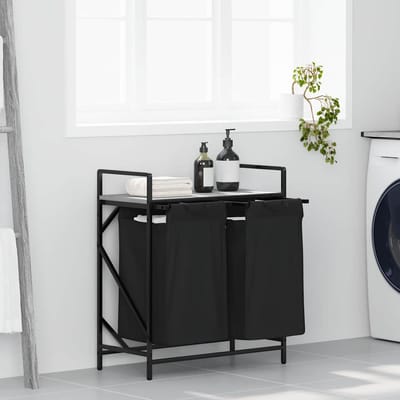 vidaXL - Wasmand - 2 - vakken - met - plank - grijs - sonoma - eiken
