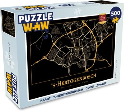 Puzzel Kaart - 's-Hertogenbosch - Goud - Zwart - Legpuzzel - Puzzel 500 stukjes