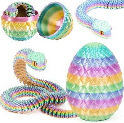3D Geprinte Slang Speelgoed voor Pasen - Draak Eieren en Dieren Speelgoed voor Kinderen, Perfect als Cadeau en Decoratie voor Thuis