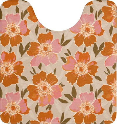 WC mat met uitsparing 55x60 cm - Antislip - Bloemen - Motief - Retro - Toiletmat met uitsnijding - Vloermat - Douchemat - Toilet tapijt - Toiletmatten