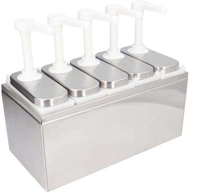 Dailygoods - Saus Pomp Container - Saus Dispenser - Duurzaam en veilig - 5 Pompen - Ideaal voor restaurants - Voedingskwaliteit - Roestvrij staal